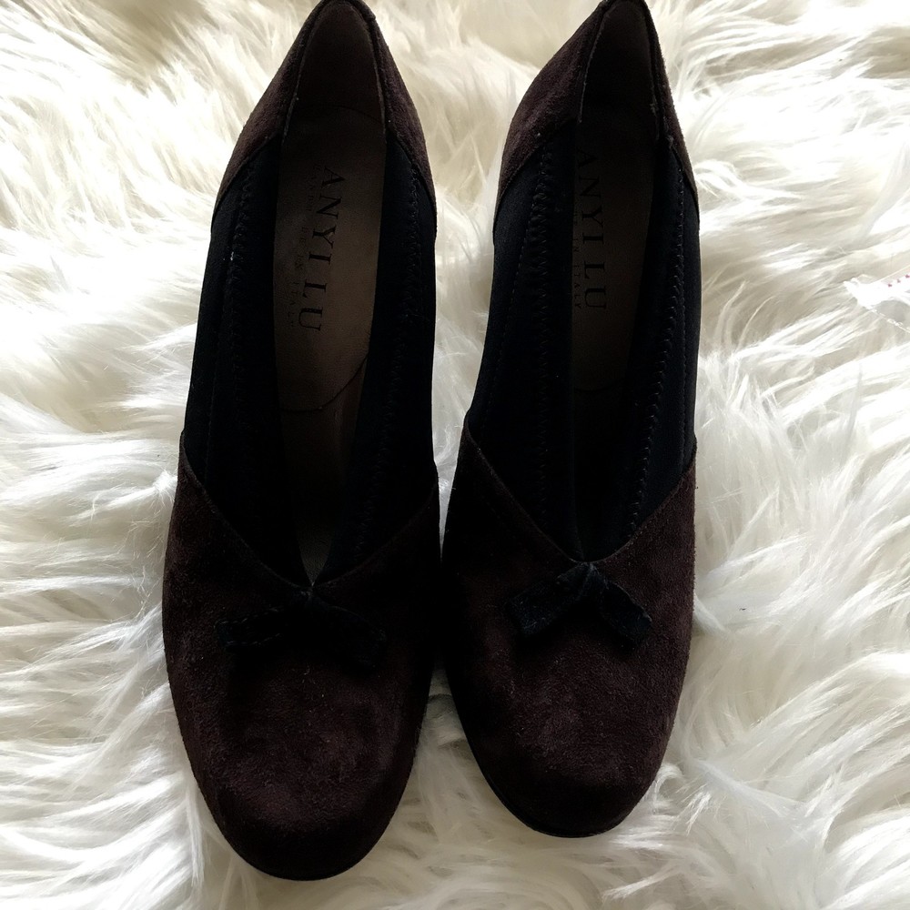 NWOT Anyi Lu Paris Chic Collection Black/Brown Suede Handmade Italy 36 US6 $495